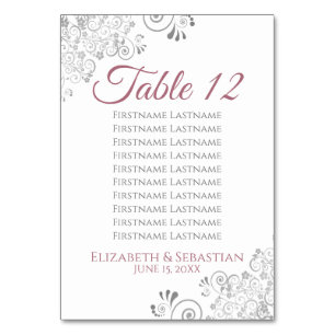 Rose auf White Wedding Tischnummer Seating Chart