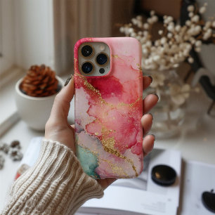 Rosé Aura – Luxuriöses rosa Wasserfarbe & Elegant iPhone 16 Hülle