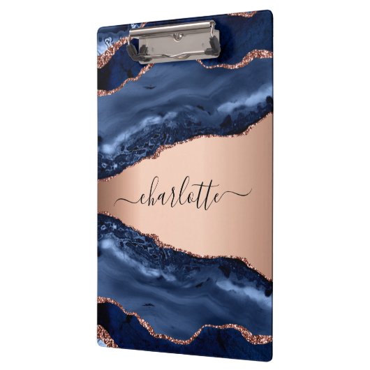 Rose aus blauem Marmor Klemmbrett (Links)