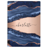 Rose aus blauem Marmor Klemmbrett (Rückseite)