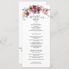 Rose aus Burgund und Wasserfarben Menükarte