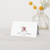 Rose aus Burgund und Wasserfarben Platzkarte (Rückseite)