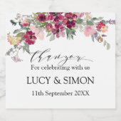 Rose aus Burgund und Wasserfarben Schaumweinetikett (Einzelnes Label)