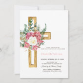 Rose aus dem Gold-Kreuz, gepunktete Erste Heilige  Einladung (Vorderseite)