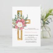 Rose aus dem Gold-Kreuz, gepunktete Erste Heilige Einladung (Stehend Vorderseite)