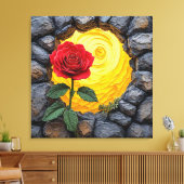 Rose aus einem Loch in einer Steinmauer Leinwanddruck (Insitu (Wohnzimmer))