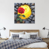 Rose aus einem Loch in einer Steinmauer Leinwanddruck (Insitu (Schlafzimmer))