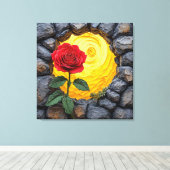 Rose aus einem Loch in einer Steinmauer Leinwanddruck (Insitu (Holzboden))