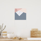 Rose aus elegantem Marmor, grau beige, geometrisch Poster (Küche)