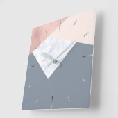 Rose aus elegantem Marmor, grau beige, geometrisch Quadratische Wanduhr (Winkel)