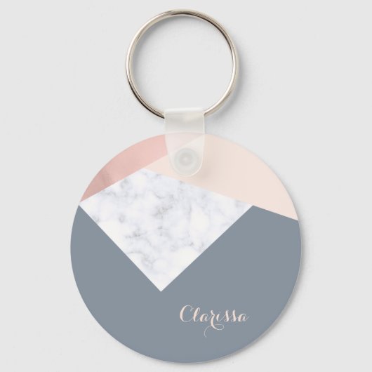 Rose aus elegantem Marmor, grau beige, geometrisch Schlüsselanhänger (Vorderseite)