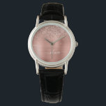 Rose aus gebürstetem Metall, Gold Rosa Glitzer Mon Armbanduhr<br><div class="desc">Rose Gold - Rosa schwarze Imitate Foil Metallic Sparkle Glitzer gebürstete Metal Monogram Name Watch. Dies macht den perfekten Abschluss,  Geburtstag,  Hochzeit,  Brautparty,  Jubiläum,  Babydusche oder Junggeselinnen-Abschied Geschenk für jemanden,  die Lieben glamourösen Luxus und schicke Stile.</div>