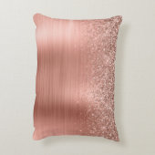 Rose aus gebürstetem Metall, Gold Rosa Glitzer Mon Dekokissen (Rückseite(Vertikal))