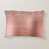 Rose aus gebürstetem Metall, Gold Rosa Glitzer Mon Dekokissen (Rückseite)