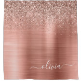 Rose aus gebürstetem Metall, Gold Rosa Glitzer Mon Duschvorhang (Vorderseite)