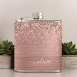 Rose aus gebürstetem Metall, Gold Rosa Glitzer Mon Flachmann<br><div class="desc">Rose Gold - Rosa schwarze Imitate Folie Glitzer aus metallischem Sparkel mit Monogramm-Namen aus gebürstetem Metall und Flasche aus anfänglichem Party. Das macht den perfekten 16 Geburtstag,  Hochzeit,  Brautparty,  Jubiläum,  Babydusche oder Junggeselinnen-Abschied Geschenk für jemanden,  der Lieben glamourösen Luxus und schicke Stile.</div>