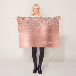 Rose aus gebürstetem Metall, Gold Rosa Glitzer Mon Fleecedecke