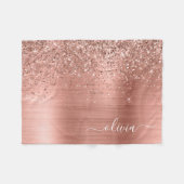 Rose aus gebürstetem Metall, Gold Rosa Glitzer Mon Fleecedecke (Vorderseite (Horizontal))