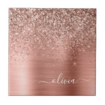 Rose aus gebürstetem Metall, Gold Rosa Glitzer Mon Fliese<br><div class="desc">Rose Gold - Schwarz rosa Imitate Foil Metallic Sparkle Glitzer gebürstete Metal Monogram Name und Initial Keramik Tiles. Das macht den perfekten 16 Geburtstag,  Hochzeit,  Brautparty,  Jubiläum,  Babydusche oder Junggeselinnen-Abschied Geschenk für jemanden,  der Lieben glamourösen Luxus und schicke Stile.</div>