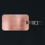 Rose aus gebürstetem Metall, Gold Rosa Glitzer Mon Gepäckanhänger<br><div class="desc">Rose Gold - Schwarz rosa Imitate Folie Glitzer aus metallischem Sparkle mit Monogramm-Namen und Anfangsbeutel oder Gepäckmarke aus gebürstetem Metall. Das macht den perfekten 16 Geburtstag,  Hochzeit,  Brautparty,  Jubiläum,  Babydusche oder Junggeselinnen-Abschied Geschenk für jemanden,  der Lieben glamourösen Luxus und schicke Stile.</div>