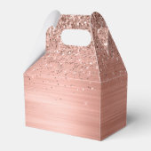 Rose aus gebürstetem Metall, Gold Rosa Glitzer Mon Geschenkschachtel (Rückseite)