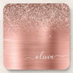 Rose aus gebürstetem Metall, Gold Rosa Glitzer Mon Getränkeuntersetzer<br><div class="desc">Rose Gold - Rosa schwarze Imitate Foil metallic Sparkle Glitzer gebürstete Metal Monogram Name Paper Untersetzer. Dies macht den perfekten Abschluss,  Geburtstag,  Hochzeit,  Brautparty,  Jubiläum,  Babydusche oder Junggeselinnen-Abschied Geschenk für jemanden,  die Lieben glamourösen Luxus und schicke Stile.</div>
