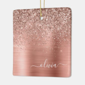 Rose aus gebürstetem Metall, Gold Rosa Glitzer Mon Keramikornament (Links)