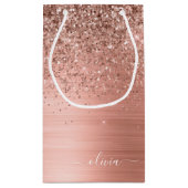 Rose aus gebürstetem Metall, Gold Rosa Glitzer Mon Kleine Geschenktüte (Rückseite)