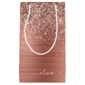 Rose aus gebürstetem Metall, Gold Rosa Glitzer Mon Kleine Geschenktüte (Vorderseite)