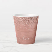 Rose aus gebürstetem Metall, Gold Rosa Glitzer Mon Milchtasse (Vorderseite)