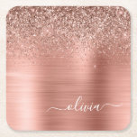 Rose aus gebürstetem Metall, Gold Rosa Glitzer Mon Rechteckiger Pappuntersetzer<br><div class="desc">Rose Gold - Rosa schwarze Imitate Foil metallic Sparkle Glitzer gebürstete Metal Monogram Name Paper Untersetzer. Dies macht den perfekten Abschluss,  Geburtstag,  Hochzeit,  Brautparty,  Jubiläum,  Babydusche oder Junggeselinnen-Abschied Geschenk für jemanden,  die Lieben glamourösen Luxus und schicke Stile.</div>