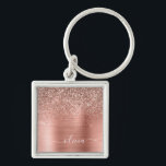 Rose aus gebürstetem Metall, Gold Rosa Glitzer Mon Schlüsselanhänger<br><div class="desc">Rose Gold - Pinselpinke Imitate Foil metallic sparkle Glitzer gebürstete Metal Monogram Name Keychains (Key Chain). Das macht den perfekten 16 Geburtstag,  Hochzeit,  Brautparty,  Jubiläum,  Babydusche oder Junggeselinnen-Abschied Geschenk für jemanden,  der Lieben glamourösen Luxus und schicke Stile.</div>