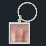 Rose aus gebürstetem Metall, Gold Rosa Glitzer Mon Schlüsselanhänger<br><div class="desc">Rose Gold - Pinselpinke Imitate Foil metallic sparkle Glitzer gebürstete Metal Monogram Name Keychains (Key Chain). Das macht den perfekten 16 Geburtstag,  Hochzeit,  Brautparty,  Jubiläum,  Babydusche oder Junggeselinnen-Abschied Geschenk für jemanden,  der Lieben glamourösen Luxus und schicke Stile.</div>