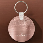 Rose aus gebürstetem Metall, Gold Rosa Glitzer Mon Schlüsselanhänger<br><div class="desc">Rose Gold - Pinselpinke Imitate Foil metallic sparkle Glitzer gebürstete Metal Monogram Name Keychains (Key Chain). Das macht den perfekten 16 Geburtstag,  Hochzeit,  Brautparty,  Jubiläum,  Babydusche oder Junggeselinnen-Abschied Geschenk für jemanden,  der Lieben glamourösen Luxus und schicke Stile.</div>
