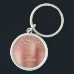 Rose aus gebürstetem Metall, Gold Rosa Glitzer Mon Schlüsselanhänger<br><div class="desc">Rose Gold - Pinselpinke Imitate Foil metallic sparkle Glitzer gebürstete Metal Monogram Name Keychains (Key Chain). Das macht den perfekten 16 Geburtstag,  Hochzeit,  Brautparty,  Jubiläum,  Babydusche oder Junggeselinnen-Abschied Geschenk für jemanden,  der Lieben glamourösen Luxus und schicke Stile.</div>