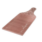 Rose aus gebürstetem Metall, Gold Rosa Glitzer Mon Schneidebrett (Ecke)