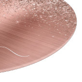 Rose aus gebürstetem Metall, Gold Rosa Glitzer Mon Schneidebrett (Ecke)