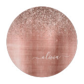 Rose aus gebürstetem Metall, Gold Rosa Glitzer Mon Schneidebrett (Vorderseite)