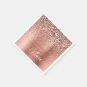 Rose aus gebürstetem Metall, Gold Rosa Glitzer Mon Serviette (Ecke)