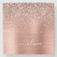 Rose aus gebürstetem Metall, Gold Rosa Glitzer Mon