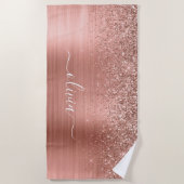 Rose aus gebürstetem Metall, Gold Rosa Glitzer Mon Strandtuch (Vorderseite)