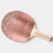 Rose aus gebürstetem Metall, Gold Rosa Glitzer Mon Tischtennis Schläger (Seitenansicht)