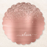 Rose aus gebürstetem Metall, Gold Rosa Glitzer Mon Untersetzer<br><div class="desc">Rose Gold - Rosa schwarze Imitate Foil metallic Sparkle Glitzer gebürstete Metal Monogram Name Paper Untersetzer. Dies macht den perfekten Abschluss,  Geburtstag,  Hochzeit,  Brautparty,  Jubiläum,  Babydusche oder Junggeselinnen-Abschied Geschenk für jemanden,  die Lieben glamourösen Luxus und schicke Stile.</div>
