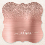 Rose aus gebürstetem Metall, Gold Rosa Glitzer Mon Untersetzer<br><div class="desc">Rose Gold - Rosa schwarze Imitate Foil metallic Sparkle Glitzer gebürstete Metal Monogram Name Paper Untersetzer. Dies macht den perfekten Abschluss,  Geburtstag,  Hochzeit,  Brautparty,  Jubiläum,  Babydusche oder Junggeselinnen-Abschied Geschenk für jemanden,  die Lieben glamourösen Luxus und schicke Stile.</div>