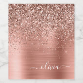 Rose aus gebürstetem Metall, Gold Rosa Glitzer Mon Weinetikett (Einzelnes Label)