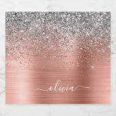 Rose aus gebürstetem Metall Gold Silber Glitzer Mo Alkoholflaschenetikett (Einzelnes Label)