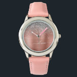 Rose aus gebürstetem Metall Gold Silber Glitzer Mo Armbanduhr<br><div class="desc">Rose Gold - Rosa- und Silberne Imitate Foil metallic Sparkle Glitzer gebürstete Metal Monogram Name Watch. Das macht den perfekten 16 Geburtstag,  Hochzeit,  Brautparty,  Jubiläum,  Babydusche oder Junggeselinnen-Abschied Geschenk für jemanden,  der Lieben glamourösen Luxus und schicke Stile.</div>