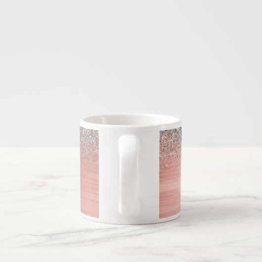 Rose aus gebürstetem Metall Gold Silber Glitzer Mo Espressotasse (Rückseite)