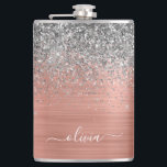 Rose aus gebürstetem Metall Gold Silber Glitzer Mo Flachmann<br><div class="desc">Rose Gold - Rosa- und Silberne Imitate Foil metallic sparkle Glitzer gebürstete Metal Monogram Name und Initial Party Flask. Das macht den perfekten 16 Geburtstag,  Hochzeit,  Brautparty,  Jubiläum,  Babydusche oder Junggeselinnen-Abschied Geschenk für jemanden,  der Lieben glamourösen Luxus und schicke Stile.</div>