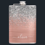 Rose aus gebürstetem Metall Gold Silber Glitzer Mo Flachmann<br><div class="desc">Rose Gold - Rosa- und Silberne Imitate Foil metallic sparkle Glitzer gebürstete Metal Monogram Name und Initial Party Flask. Das macht den perfekten 16 Geburtstag,  Hochzeit,  Brautparty,  Jubiläum,  Babydusche oder Junggeselinnen-Abschied Geschenk für jemanden,  der Lieben glamourösen Luxus und schicke Stile.</div>